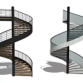 Modern Spiral Staircase Designs With Black Glass Railings And Wooden Light Colored Steps