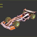 Orange And White Streamlined Formula Race Car With Aerodynamic Body Design