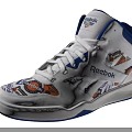 Reebok High Top Shoes White And Blue With Cartoon Graphics And Pump Design
