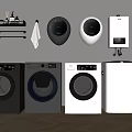 Various Styles Of Modern Washing Machines In Black Gray And White For Home Laundry