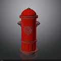 Building Exterior Red Fire Hydrant With Vintage Metal Design And Structure
