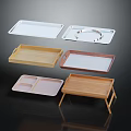 Household Living Trays In Wooden Plastic Materials With Compartment And Leg Designs For Daily Use