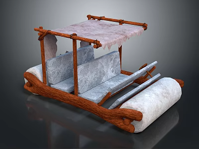 Wooden Stone Structure With Frame And Stone Seats For Outdoor Garden Relaxation 3d model