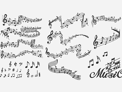 Musical Theme Wall Decor with Musical Notes Sheet Music Symbols and Design Elements 3d model