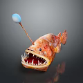 Realistic Angler Fish Character With Open Mouth Sharp Teeth And Blue Lure 3d model