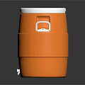 Orange Household Storage Barrel With White Lid Green Logo Bottom Tap And Handles