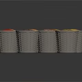 Various Colored Grains Arranged in Gray Woven Baskets on Black Background