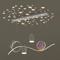 Modern Creative Chandelier With Star Shaped Decorations And Curved Hanging Design