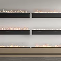 Multiple Modern Wall Mounted Fireplaces Featuring Burning Flames In Interior Design