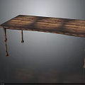 Vintage Wooden Table with Plank Top and Carved Legs for Home Decor