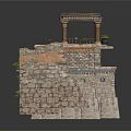 Ancient Stone Building With Columned Roof Terrace Vines Covered Walls And Railing Details