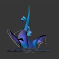 Colorful Cartoon Scene With Blue Flower Like Structure Purple Accents And Granular Base