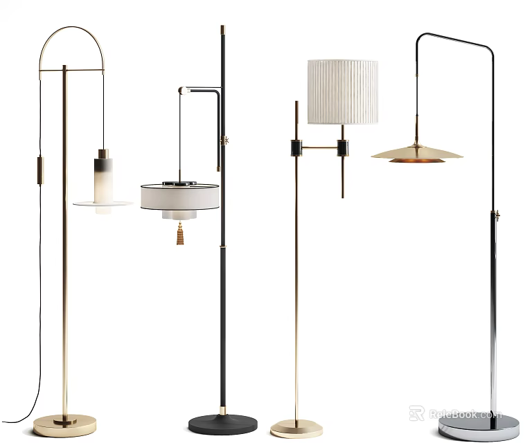 Modern Floor Lamps With Various Stylish Designs And Contemporary Structures 3d model