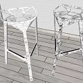 Modern Stylish Bar Stools With Geometric Design And Metallic Wooden Frames 3d model