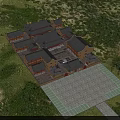 Ancient Chinese Architecture Traditional Courtyard Complex With Classic Roof Design Yellow Walls And Green Landscape