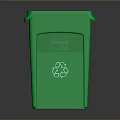Green Recycling Trash Bin With Sunshine Label And Recycling Symbol