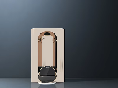 Modern Minimalist Gold and Black Vertical Daily Household Appliance With Circular Display Control Panel 3d model