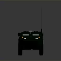 Green Armored Military Vehicle With Six Wheels Antenna And Headlights Design