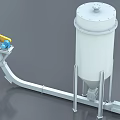 Industrial Equipment For Material Handling With White Storage Tank Conveyor System Blue Motor