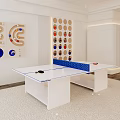 Ping Pong Table As Sports Equipment In Modern White Room With Colorful Wall Storage