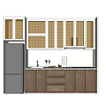 Modern Kitchen With Upper Glass Door Cabinets And Wooden Lower Storage Units