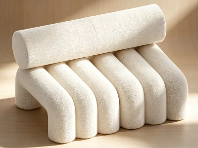 Modern Cream White Leisure Chair With Soft Cylindrical Stacked Design For Cozy Interior 3d model