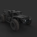 Black Off Road Car With Large Tires Open Body And Headlights