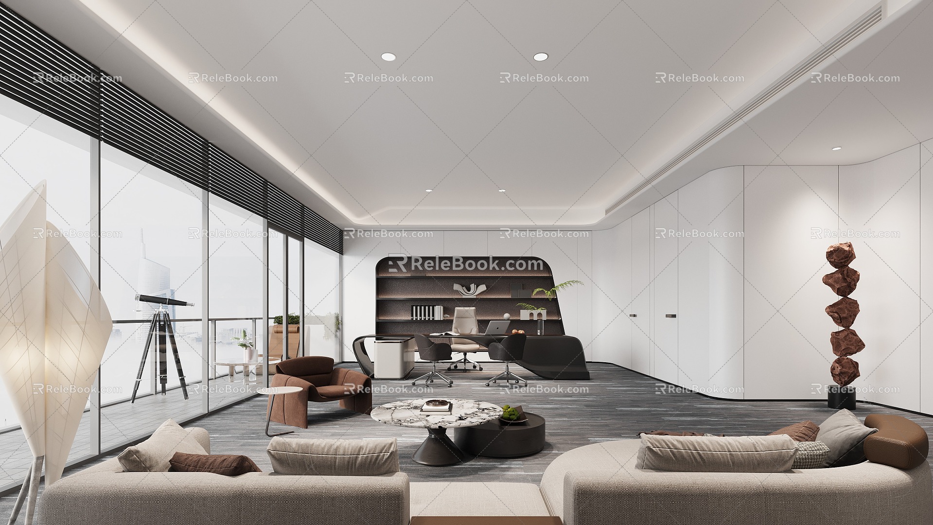 Light Luxury Modern General Manager Office 3d model