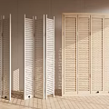 Wooden And White Window Shutters Foldable Panel Design For Interior Room Decor 3d model