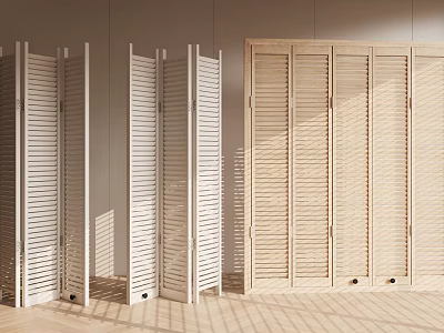 Wooden And White Window Shutters Foldable Panel Design For Interior Room Decor 3d model