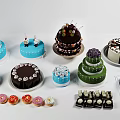 Delicious Colorful Assorted Cakes Desserts with Multi Layer Cakes Cupcakes Donuts and Chocolates