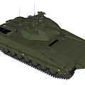 Military Weapon Main Battle Tank With Green Armor Turret And Cannon Tracks
