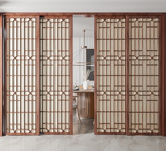 New Chinese-style sliding door 3d model