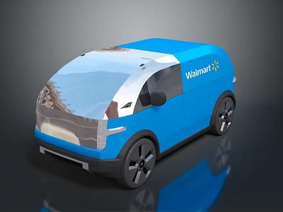 Blue Walmart Delivery Van Showcasing Modern Design Transparent Roof And Sleek Exterior 3d model
