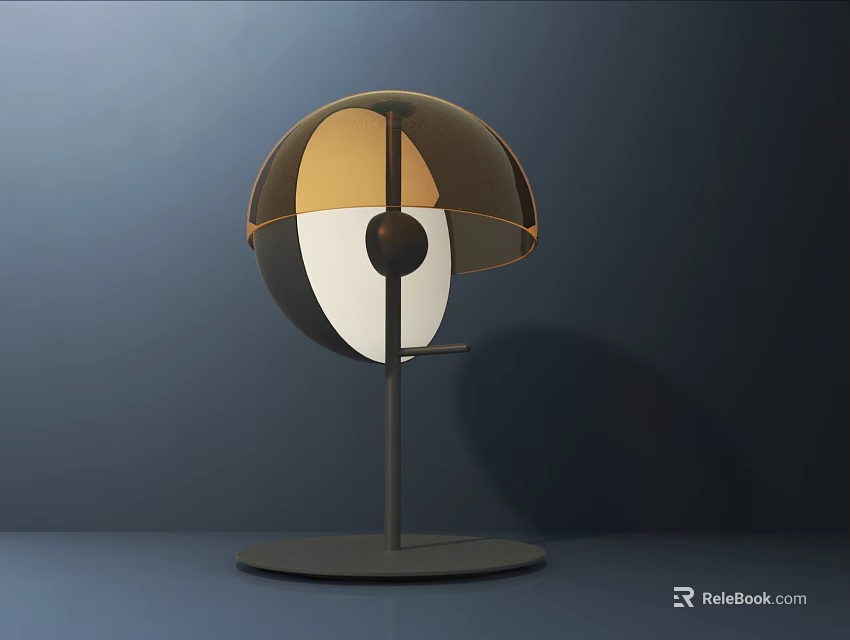 Modern Spherical Table Lamp With Metallic Gold Black Design And Stable Base 3d model 