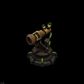 Wooden Telescope Like Mechanical Device With Green Tubes Circular Base And Yellow Components