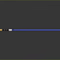 Long Blue Rod With Black White Stripes And Yellow Tip On Gray Surface