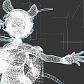 Anime Style Game Movie Character With Mouse Ears Mechanical Elements And Yellow Eyes