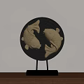 Golden Fish Decorative Ornament With Black Circular Base And Gold Stand