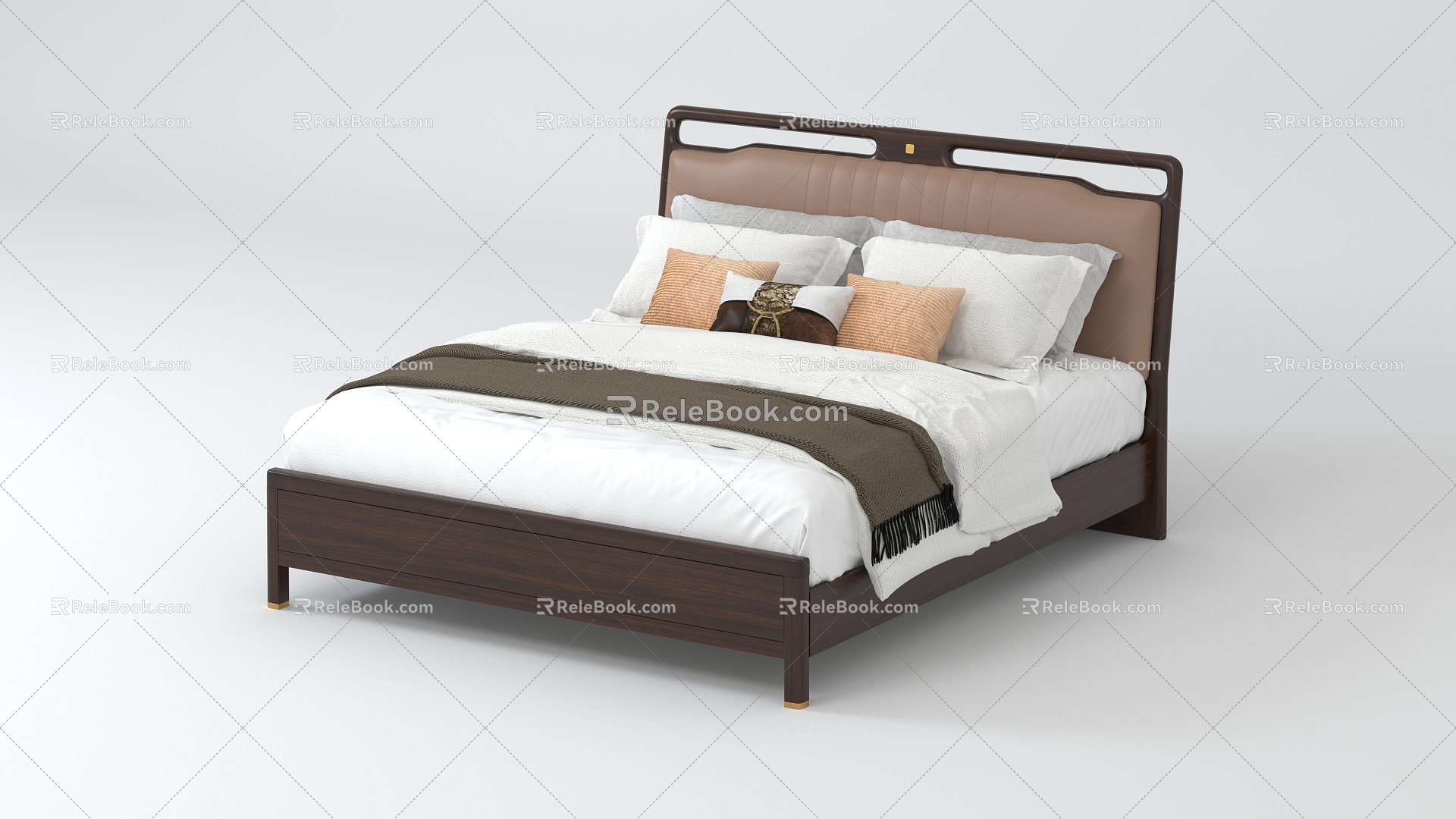 New Chinese Double Bed 3d model