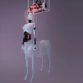 Smart Machine With Horse Body Humanoid Mechanical Parts White Exterior Red Circuit Details