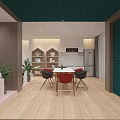 Modern Specialty Store Interior Featuring Pink Shelves Various Products Wooden Walls Large Windows and Plants