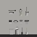 Modern Bathroom Accessories Including Toilet Paper Holder Towel Ring Trash Can And Brush Holder