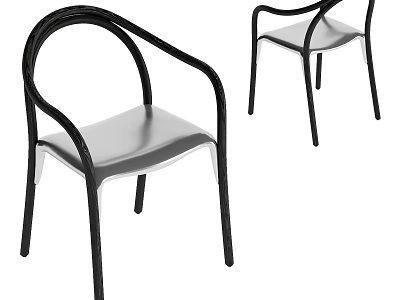 Modern Dining Chairs With Black Metal Frame And Silver Curved Seat Design 3d model