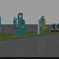 Modern Wayfinding Signage System With Column Signs Information Boards And Geometric Design