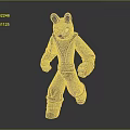 3D Anthropomorphic Snow Leopard Character Model With Spotted Fur Black Ears And Running Pose