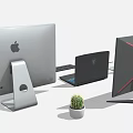 Modern Computer Workspace With Laptops Desktop Keyboards Mouse And Tech Accessories 3d model