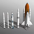 Collection of Rocket Models in Various Sizes and Designs Featuring Spacecraft 3d model