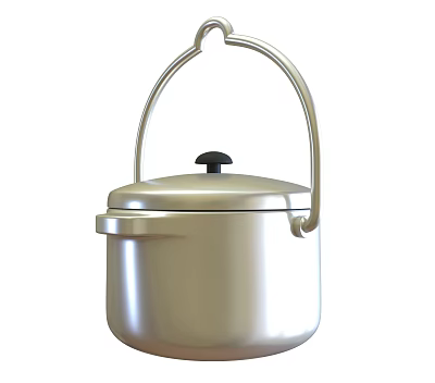 Stainless Steel Stove Cooking Pot With Handle Lid And Black Knob Design 3d model
