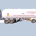 Modern White Gas Transport Truck With Flammable Tank And Warning Signs